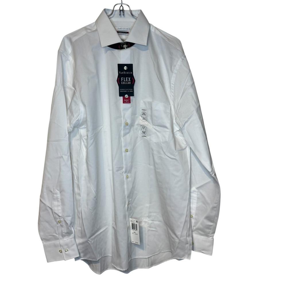 Van Heusen Mens Dress Shirt Classic Fit Flex Collar Long Sleeve 15.5-34/35 NWT